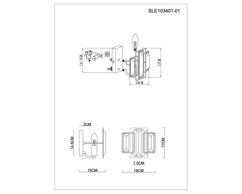 SLE103401-01 Светильник настенный Шампань/Прозрачный E14 1*40W GIANO