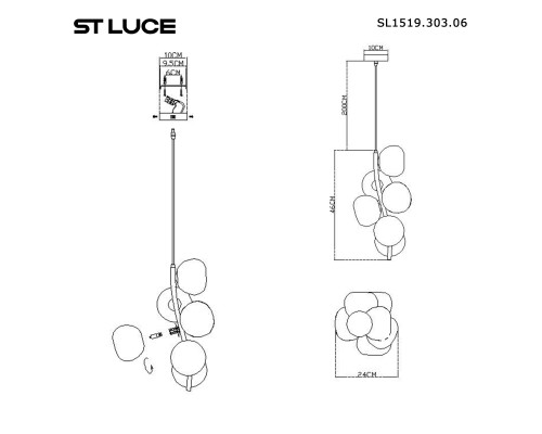 SL1519.303.06 Светильник подвесной ST-Luce Латунь/Белый G9 6*5W 4000K SWEVEN