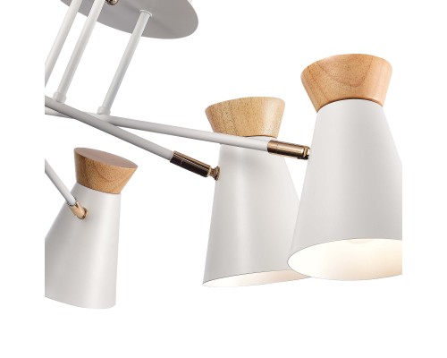 SLE1252-502-06 Светильник потолочный Белый, Золотистый/Белый, Дерево E27 6*60W ALFEO