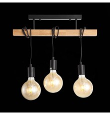 SL1142.403.03 Светильник подвесной Черный, Светлое дерево E27 3*60W BAGETTI