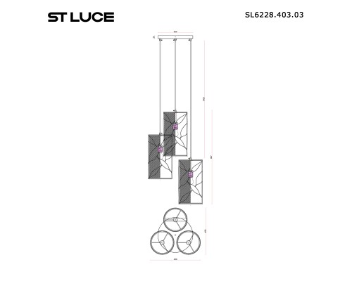 SL6228.403.03 Светильник подвесной ST-Luce Черный/Бежевый E27 3*60W ROOT