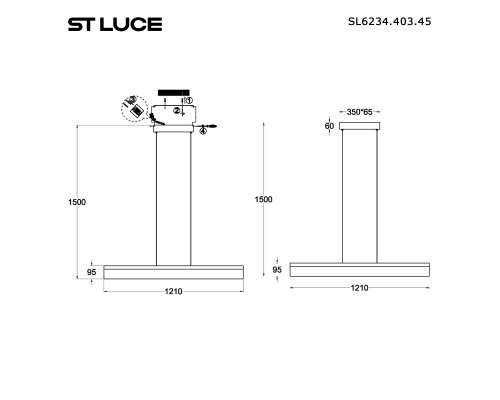 SL6234.403.45 Светильник подвесной ST-Luce Черный/Дымчатый LED 1*45W 4000K SPLENDID