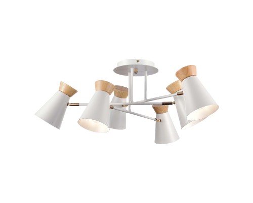 SLE1252-502-06 Светильник потолочный Белый, Золотистый/Белый, Дерево E27 6*60W ALFEO