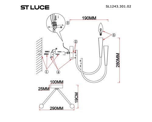 SL1243.301.02 Светильник настенный ST-Luce Латунь E14 2*60W DUTCHESS