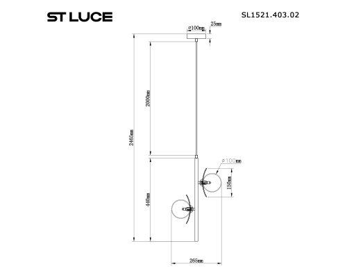 SL1521.403.02 Светильник подвесной ST-Luce Черный/Дымчатый, Белый G9 2*5W 4000K NOON