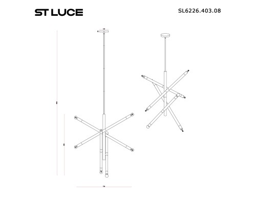 SL6226.403.08 Светильник подвесной ST-Luce Черный, Коричневый E14 8*40W CORK