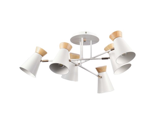 SLE1252-502-06 Светильник потолочный Белый, Золотистый/Белый, Дерево E27 6*60W ALFEO