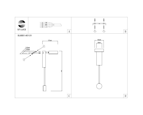 SL6001.401.01 Светильник настенный ST-Luce Черный/Черный, Белый LED 1*9W 4000K