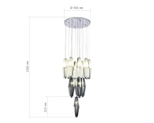 SL1242.103.16 Светильник подвесной ST-Luce Хром/Дымчатый, Молочный G9 16*5W 4000K CIARA