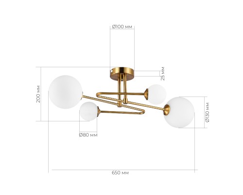 SLE2211-302-04 Светильник потолочный Латунь/Белый G9 LED 4*5W FANTINI