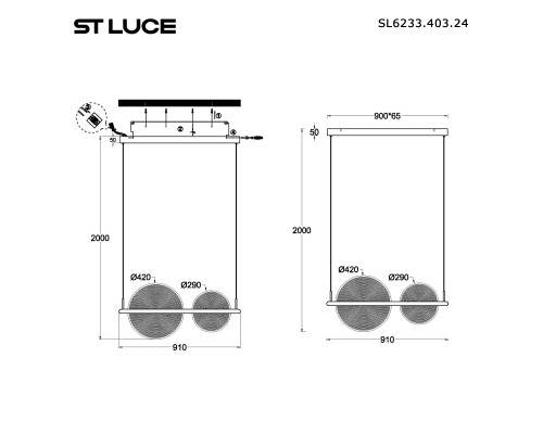 SL6233.403.24 Светильник подвесной ST-Luce Черный/Прозрачный LED 1*24W 4000K SPLENDID