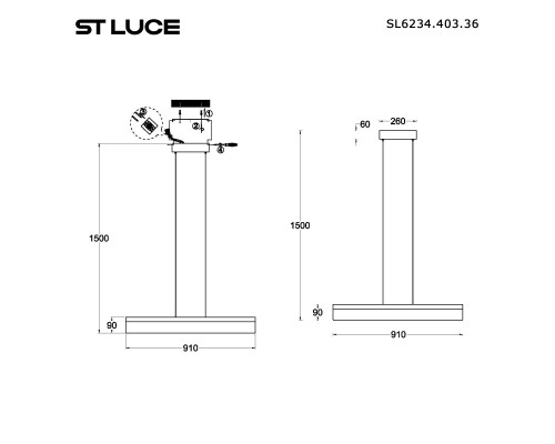 SL6234.403.36 Светильник подвесной ST-Luce Черный/Дымчатый LED 1*36W 4000K SPLENDID