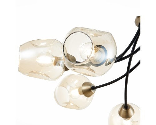 SLE205302-06 Светильник потолочный Бронза, Черный/Янтарный E14 6*40W BESANO