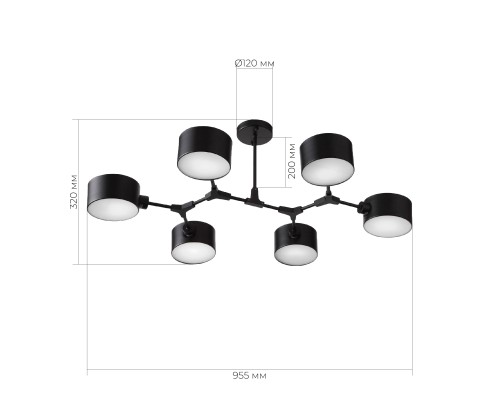 SLE183402-06 Светильник потолочный Черный/Черный E14 6*60W GIMENTO