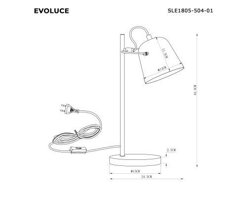 SLE1805-504-01 Прикроватная лампа Белый/Белый E27 1*40W BLANK