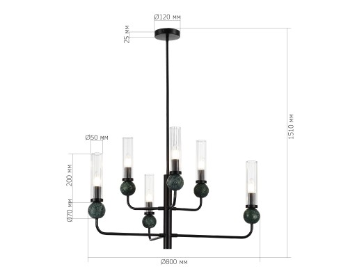 SL1244.403.06 Светильник подвесной ST-Luce черный/прозрачный E14 6*40W МЕДЕА