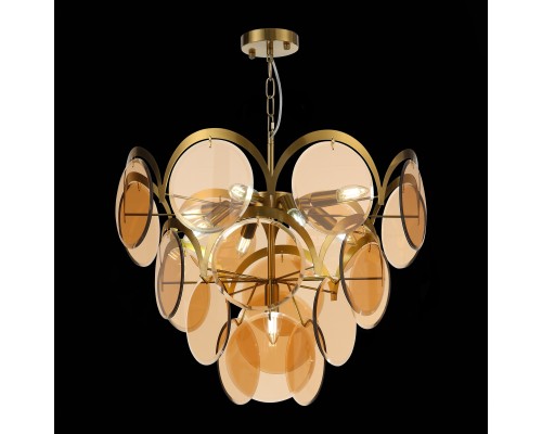 SL1161.333.09 Люстра подвесная ST-Luce Латунь/Янтарный E14 9*60W FAZIA