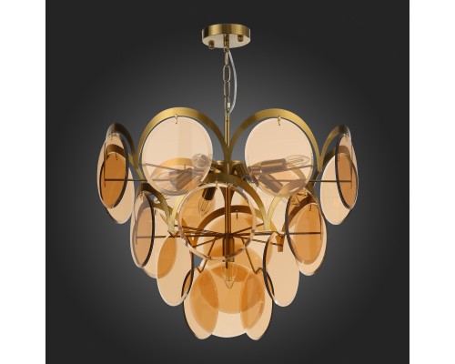 SL1161.333.09 Люстра подвесная ST-Luce Латунь/Янтарный E14 9*60W FAZIA