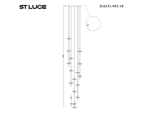 SL6231.403.18 Светильник подвесной ST-Luce Черный/Прозрачный LED 18*5W 4000K ZENITH