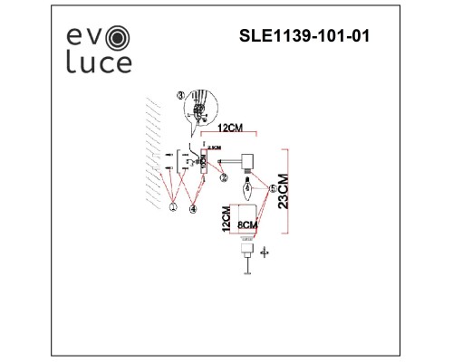 SLE1139-101-01 Светильник настенный Хром/Белый E14 1*60W GESSI