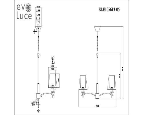 SLE105613-05 Светильник подвесной Хром/Светло-голубой E14 5*40W PERAMONE