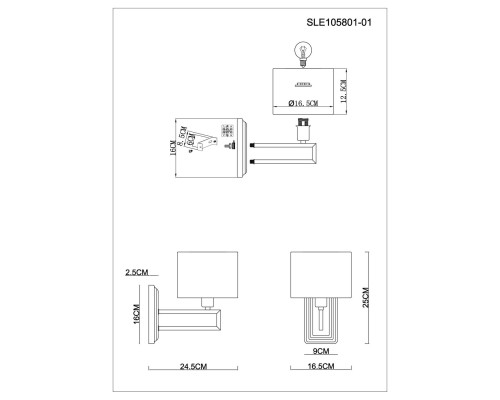 SLE105801-01 Светильник настенный Матовое золото/Белый E14 1*40W DANAE