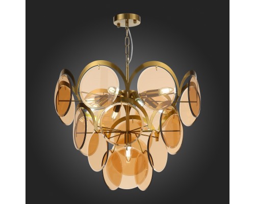 SL1161.333.09 Люстра подвесная ST-Luce Латунь/Янтарный E14 9*60W FAZIA
