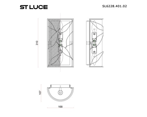 SL6228.401.02 Светильник настенный ST-Luce Черный/Бежевый E27 2*60W ROOT