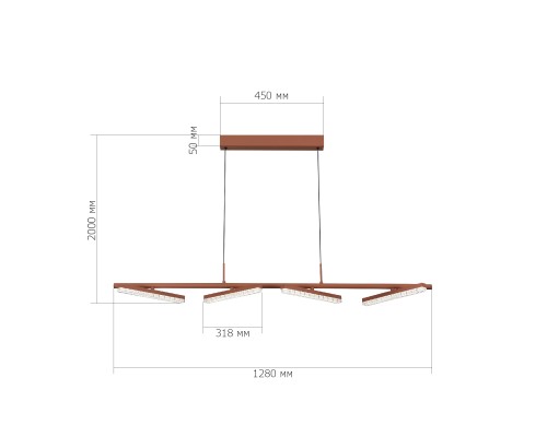 SL1018.603.04 Светильник подвесной ST-Luce терракотовый/прозрачный LED 4*32W 4000K EUCLIDICS