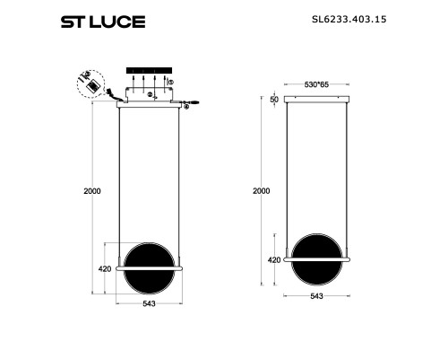 SL6233.403.15 Светильник подвесной ST-Luce Черный/Прозрачный LED 1*15W 4000K SPLENDID