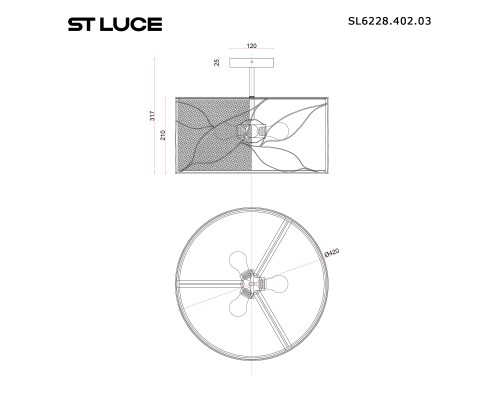 SL6228.402.03 Светильник подвесной ST-Luce Черный/Бежевый E27 3*60W ROOT