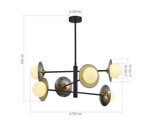 SL1521.423.06 Светильник подвесной ST-Luce Черный/Дымчатый, Белый G9 6*5W 4000K NOON