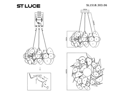 SL1518.303.06 Светильник подвесной ST-Luce Латунь/Белый G9 6*5W 4000K DAHLIA