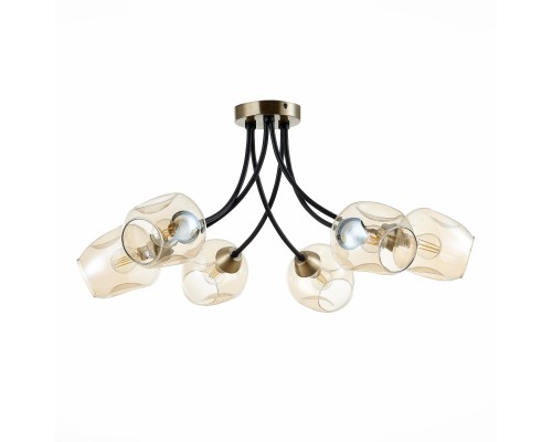 SLE205302-06 Светильник потолочный Бронза, Черный/Янтарный E14 6*40W BESANO