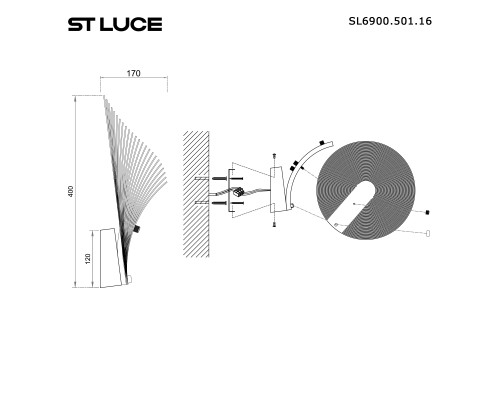 SL6900.501.16 Светильник настенный ST-Luce Белый/Древесный LED 1*16W 3000K FOSSIL