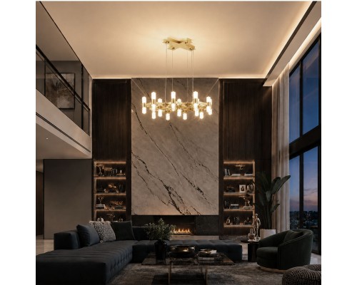 Люстра подвесная ST-Luce Латунь/Прозрачный LED 26*2,5W 4000K ГЕМИНА