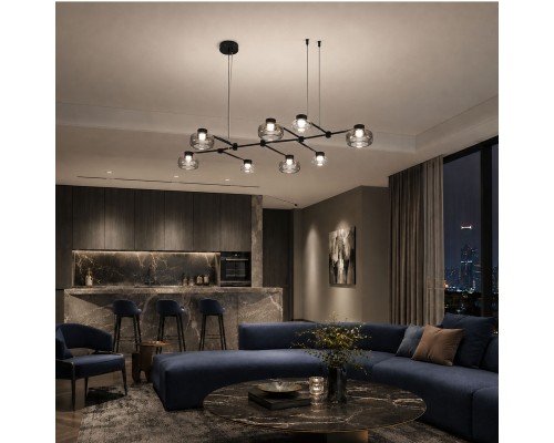 Светильник подвесной ST-Luce Черный/Дымчатый, Прозрачный LED 8*3W 3000K ВАЛЛО