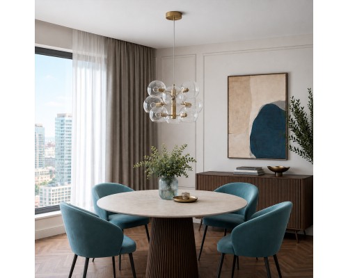 Люстра подвесная ST-Luce Латунь/Прозрачный E14 9*40W КАЛЬМАРЕ