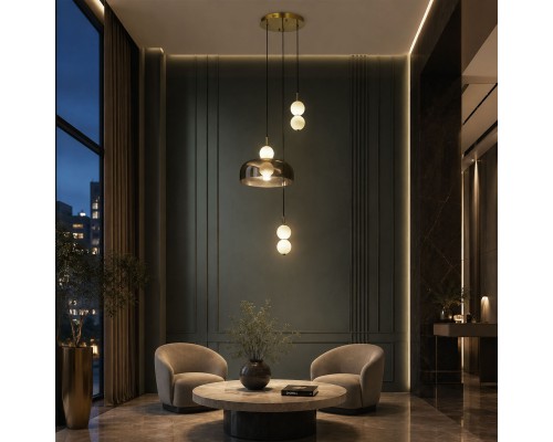 Светильник подвесной ST-Luce Золотистый/Молочно-Белый,Прозрачно-Дымчатый LED 1*21W ОДИ