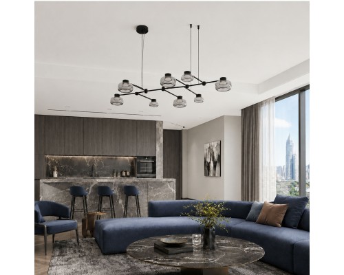 Светильник подвесной ST-Luce Черный/Дымчатый, Прозрачный LED 8*3W 3000K ВАЛЛО