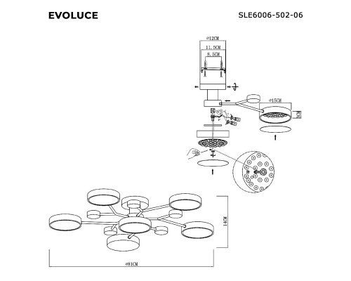 SLE6006-502-06 Светильник потолочный Белый/Белый LED 6*12W 3000K/4500K/6000K FAEMA