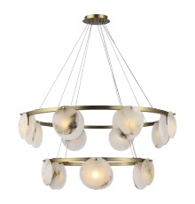 utsenka-SL1520.303.14 Светильник подвесной ST-Luce Латунь/Алебастр G9 14*5W 4000K CLAM