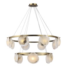 utsenka-SL1520.303.14 Светильник подвесной ST-Luce Латунь/Алебастр G9 14*5W 4000K CLAM