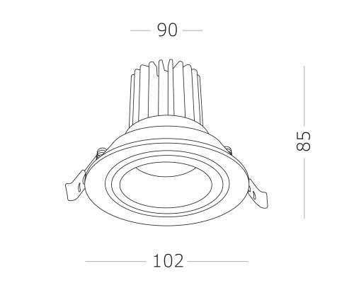 Св-к встр. Белый LED 1*10W 3000K 750Lm Ra>90 38° IP20 D102xH85 170-240V Встраиваемые светильники