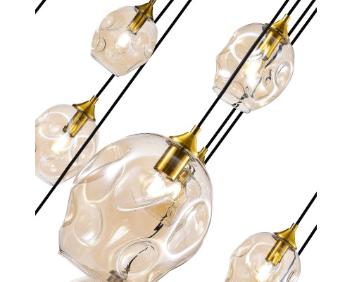 SL1188.303.16 Люстра подвесная ST-Luce Латунь/Коньячный E14/E27 12+4*40W IDESIA