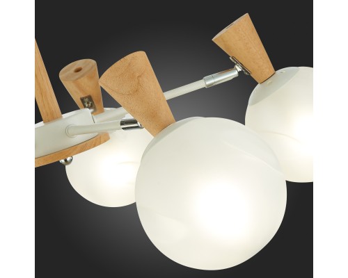 SLE220702-05 Светильник потолочный Белый, Светлое дерево/Белый E14 5*40W CATANIA