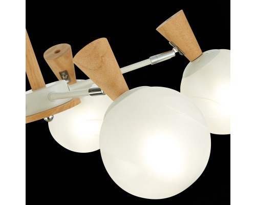 SLE220702-05 Светильник потолочный Белый, Светлое дерево/Белый E14 5*40W CATANIA