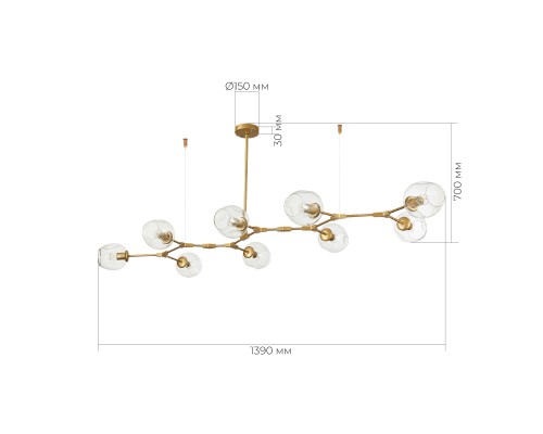 SLE154823-09 Светильник подвесной Золотистый/Прозрачный E27 9*40W RAMETTO