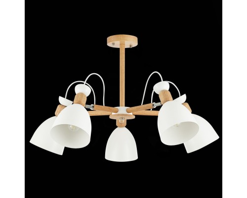 SLE103802-05 Светильник потолочный Светлое дерево, Белый/Белый E27 5*60W BALCAMO