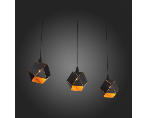 SL258.403.03 Люстра подвесная ST-Luce Черный/Черный, Золото E14 3*40W ENIGMA